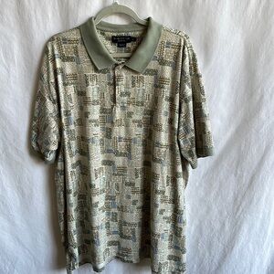 Daniel Cremieux sage green, cream, and tan polo shirt, size 2X